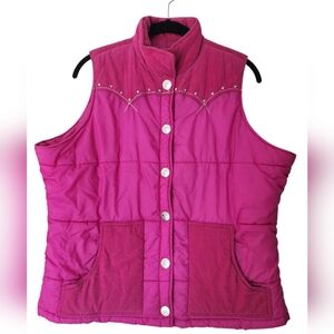 TWENTY X Insulated western puffer vest, hot pink, size 2X